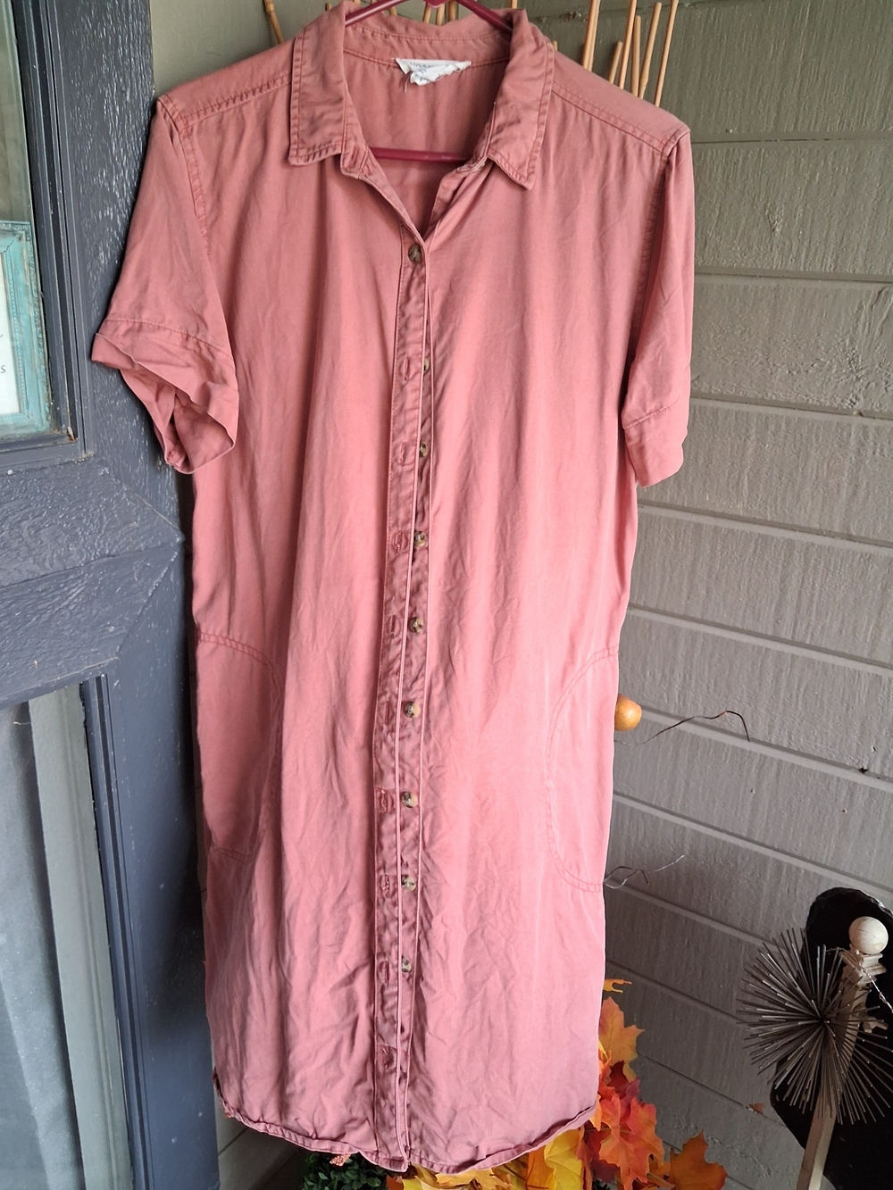 Lucky Brand Women's Button-Front Shirt Dress in Dusty Rose Size L